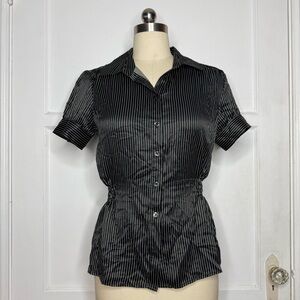 Black pinstripe blouse